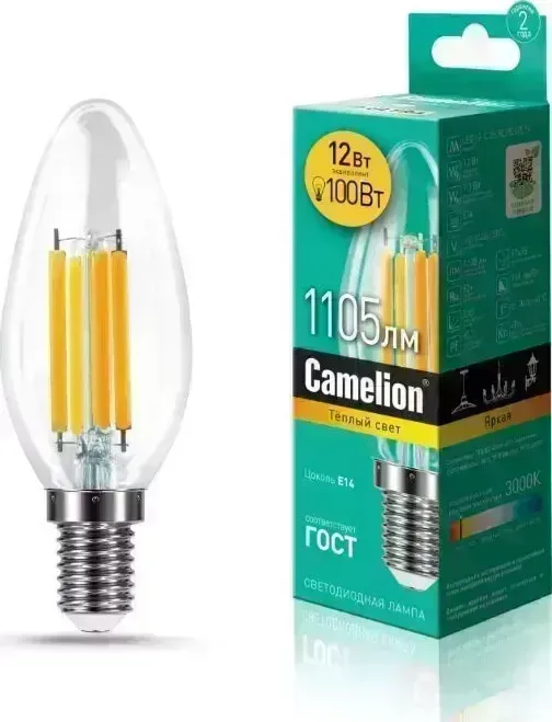 Лампа CAMELION (13708) LED12-C35-FL/830/E14