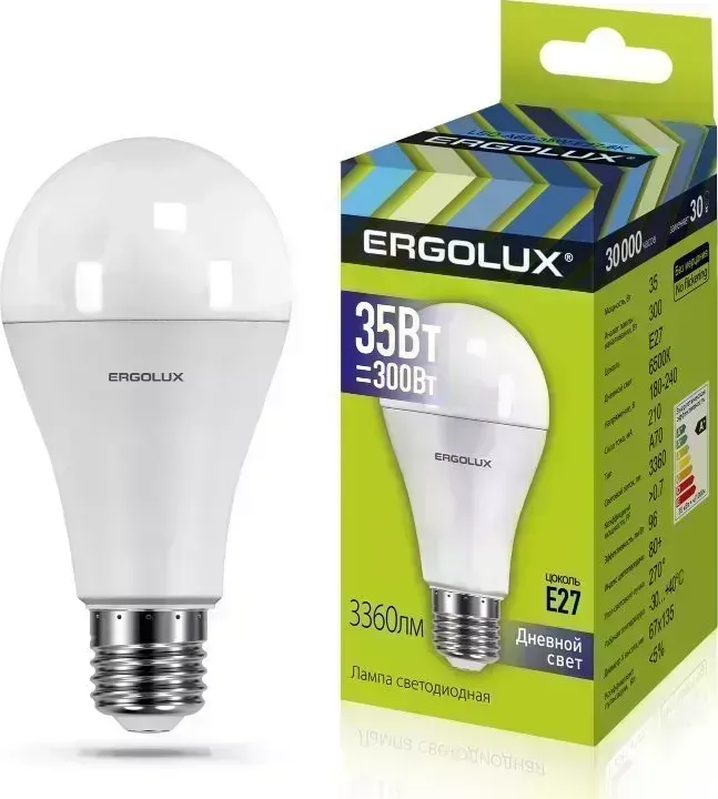Лампа ERGOLUX LED-A70-35W-E27-6K (Эл. светодиодная ЛОН 35Вт E27 6500K 180-240В)