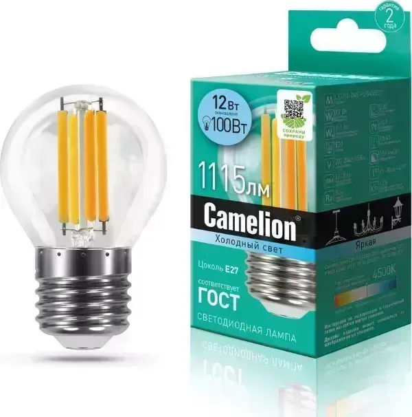 Лампа CAMELION (13715) LED12-G45-FL/845/E27