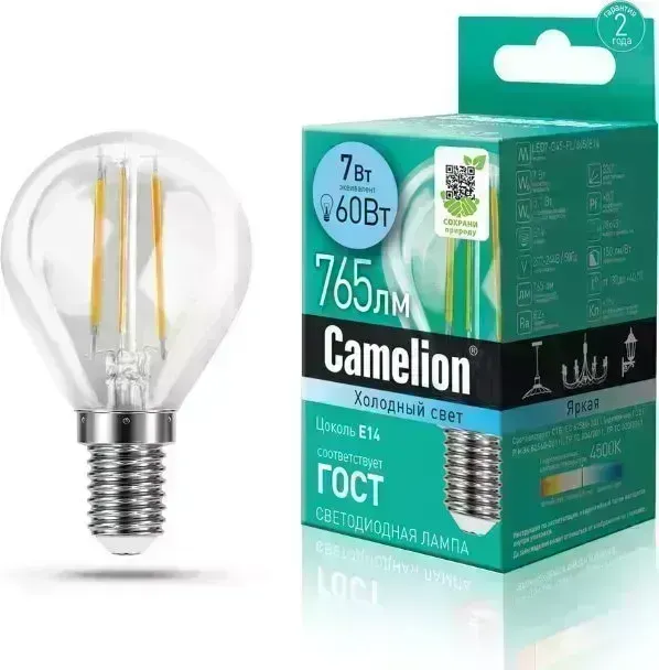 Лампа CAMELION (13458) LED7-G45-FL/845/E14