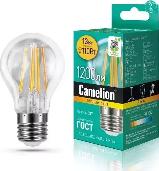 Лампа CAMELION (13716) LED13-A60-FL/830/E27