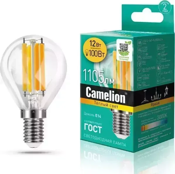 Лампа CAMELION (13712) LED12-G45-FL/830/E14