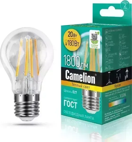Лампа CAMELION (13718) LED20-A60-FL/830/E27