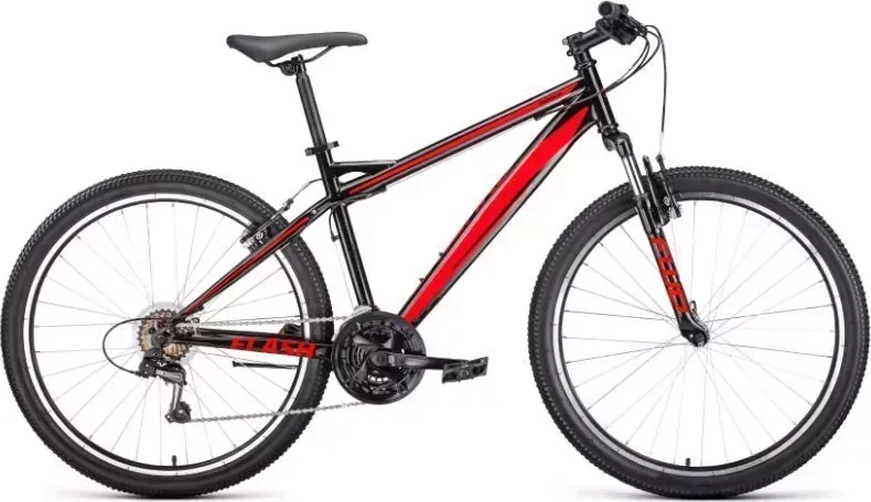 Велосипед FORWARD FLASH 26 1.0 (26" 21 ск. рост. 15") 2022, черный/красный, RBK22FW26643 26 21