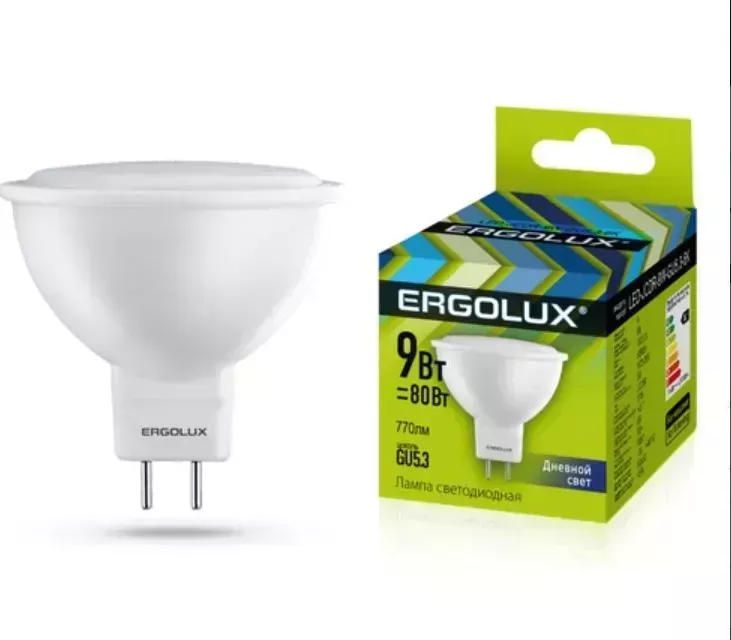 Лампа ERGOLUX LED-JCDR-9W-GU5.3-6K (Эл. светодиодная JCDR 9Вт GU5.3 6500K 180-240В)