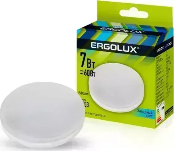 Лампа ERGOLUX LED-GX53-7W-GX53-4K (Эл. светодиодная 7Вт GX53 4500К 180-240В)