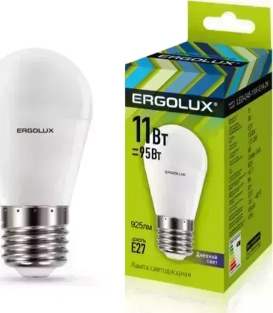 Лампа ERGOLUX (13632) LED-G45-11W-E27-6K (Эл. светодиодная Шар 11Вт E27 6500K 172-265В)