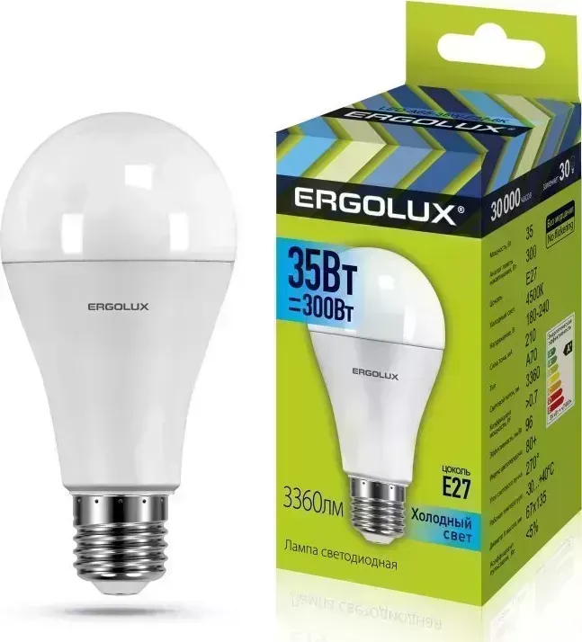 Лампа ERGOLUX (14231) LED-A70-35W-E27-4K (Эл. светодиодная ЛОН 35Вт E27 4500K 180-240В)