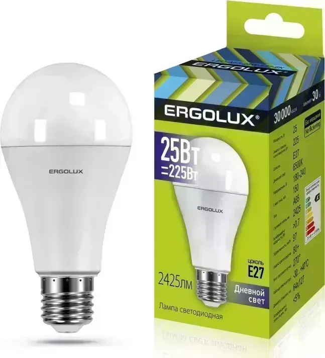 Лампа ERGOLUX LED-A65-25W-E27-6K (Эл. светодиодная ЛОН 25Вт E27 6500K 180-240В)