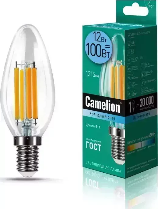 Лампа CAMELION (13709) LED12-C35-FL/845/E14