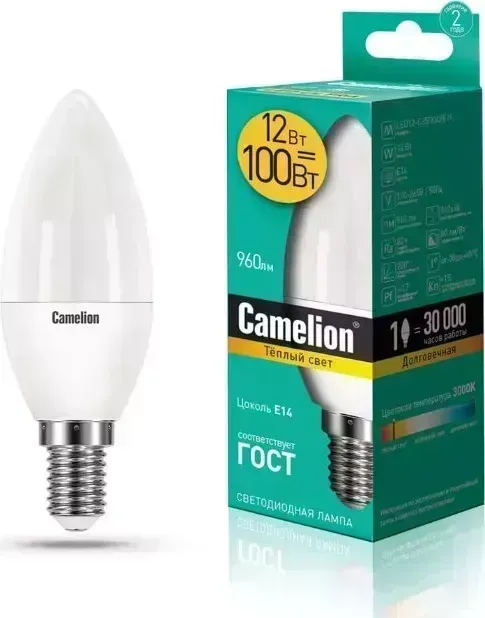 Лампа CAMELION LED12-C35/830/E14 (Эл. светодиодная 12Вт 220В)