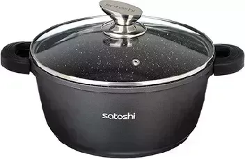Кастрюля с крышкой SATOSHI Лион с 5,8л d26*12см, а/приг.покр.Мрамор, силик.протекторы ручек, индукция 846-406