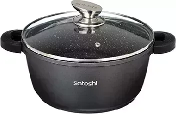 Кастрюля с крышкой SATOSHI Лион с 2,0л d20*9см, а/приг.покр.Мрамор, силик.протекторы ручек, индукция 8