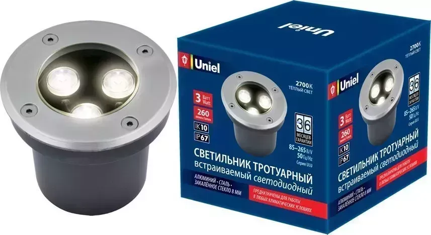 Светильник UNIEL UL-00006820 ULU-B10A-3W/2700K IP67 GREY