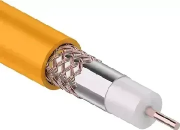 Кабель REXANT (01-2654) коаксильный RG-6U+CU НГ(А)-HF, CU/AL/CU, 64%, 75 ОМ, бухта 100м, оранжевый
