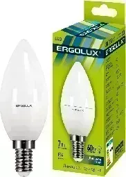 Лампа ERGOLUX LED-C35-7W-E14-6K (Эл. светодиодная Свеча 7Вт E14 6500K 172-265В)