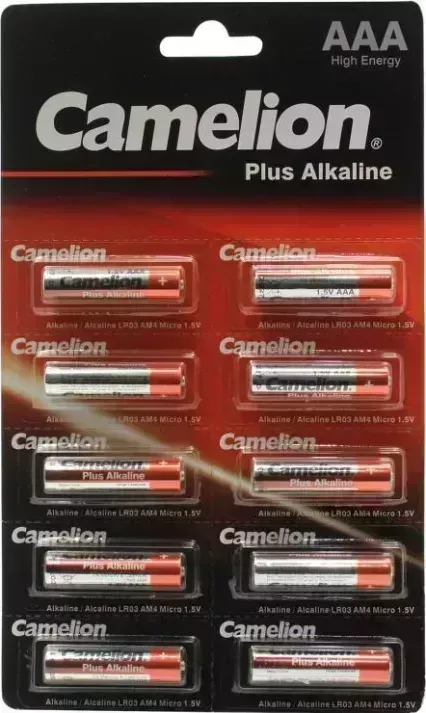 Батарейки CAMELION (14136) LR03 PLUS ALKALINE BP1X10P (LR03-BP1X10P, батарейка,1.5В)