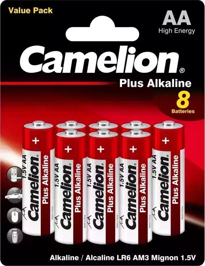 Батарейки CAMELION (14133) LR6 PLUS ALKALINE BL-8 (LR6-BP8, батарейка,1.5В)