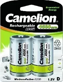 Батарейки CAMELION (3146) D- 4500MAH NI-CD BL-2 (NC-D4500BP2, аккумулятор,1.2В)