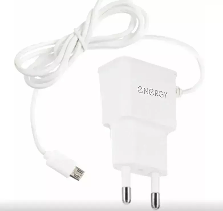 Сетевое зарядное устройство ENERGY ET-13 с кабелем micro-USB, 1А, цвет - белый 100296