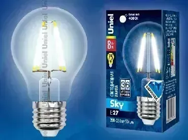Лампа светодиодная UNIEL UL-00001372 LED-A60-8W/NW/E27/CL PLS02WH