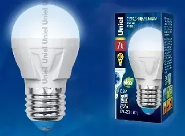 Лампа светодиодная UNIEL UL-00002418 LED-G45 7W/NW/E27 шар Белый свет 4000K