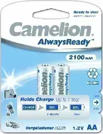 Батарейки CAMELION (7966) AA- 2100MAH NI-MH ALWAYS READY BL-2 (NH-AA2100ARBP2, аккумулятор, 1.2В)