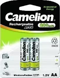 Батарейки CAMELION (2202) AA- 800MAH NI-CD BL-2 (NC-AA800BP2, аккумулятор,1.2В)