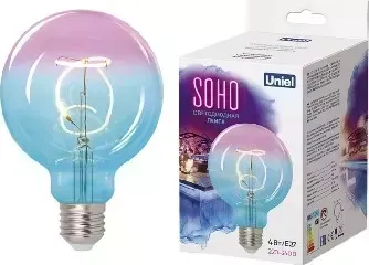 Лампа UNIEL UL-00005892 LED-SF01-4W/SOHO/E27/CW BLUE/WINE GLS77TR
