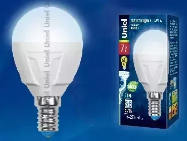 Лампа светодиодная UNIEL UL-00002417 LED-G45 7W/NW/E14 шар Белый свет 4000K