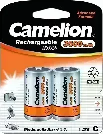 Батарейки CAMELION (6184) C- 3500MAH NI-MH BL-2 (NH-C3500BP2, аккумулятор,1.2В)