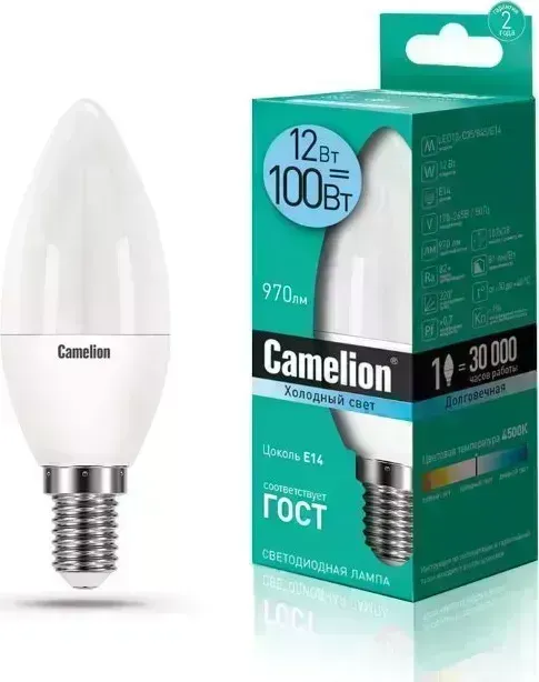 Лампа светодиодная CAMELION LED12-C35/845/E14 (Эл. 12Вт 220В)