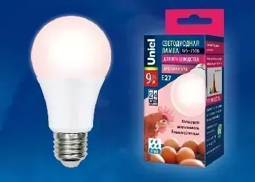Лампа UNIEL UL-00003189 для птиц LED-A60-9W/SCEP/E27/FR/DIM IP65 PLO65WH
