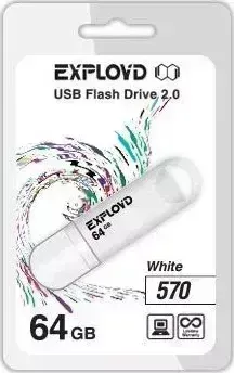 Флеш-накопитель EXPLOYD 64GB-570-белый USB флэш-накопитель