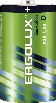 Батарейки ERGOLUX (12442) R20 SR2 (R20SR2, батарейка,1.5В)