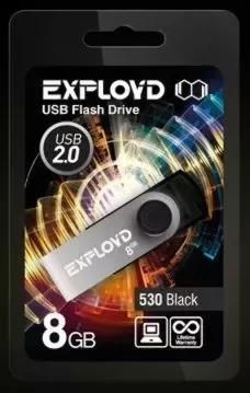 Флеш-накопитель EXPLOYD 8GB 530 черный USB флэш-накопитель