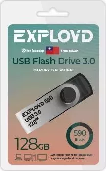 Флеш-накопитель EXPLOYD EX-128GB-590-Black 3.0 USB флэш-накопитель USB