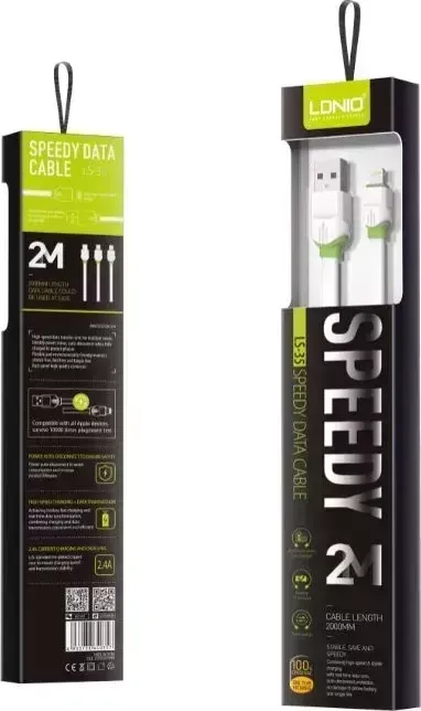 Кабель LDNIO (LD_B4506) LS34/ USB Micro/ 1m/ 2.4A/ медь: 86 жил/ белый