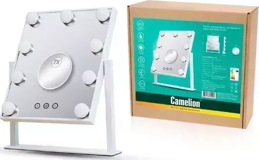 Зеркало CAMELION (13004) M283-DL C01 бел.( с подсвет.1х, рег.ярк. и цвет.темп, с доп.зеркалом 7х, 230В)