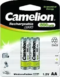Батарейки CAMELION (1657) AA- 600MAH NI-CD BL-2 (NC-AA600BP2, аккумулятор,1.2В)