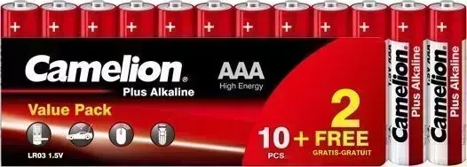 Батарейки CAMELION (14260) LR03 PLUS ALKALINE BLOCK-12 (LR03-HP12, батарейка,1.5В)