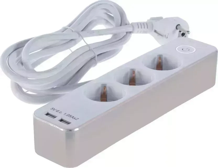 Удлинитель DUWI 32067 8 Supraguard 3гн. 5м. 2xUSB белый/золото