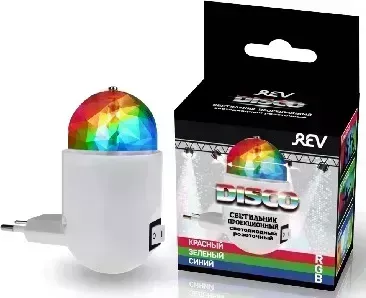 Лампа REV 32454 6 сд проекционная ночник розеточный DISCO RGB 3W