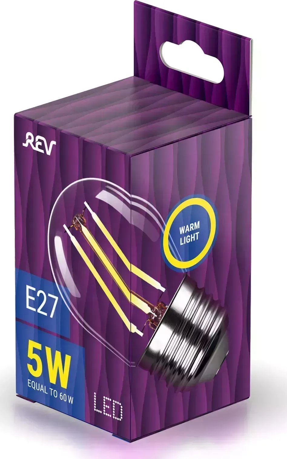 Лампа светодиодная REV 32423 2 FILAMENT шарик G45 E27 5W, 2700K, DECO Premium теплый свет