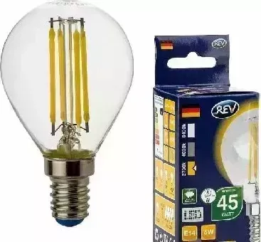 Лампа светодиодная REV 32357 0 FILAMENT шарик G45 E14 5W 2700K DECO PREMIUM теплый свет