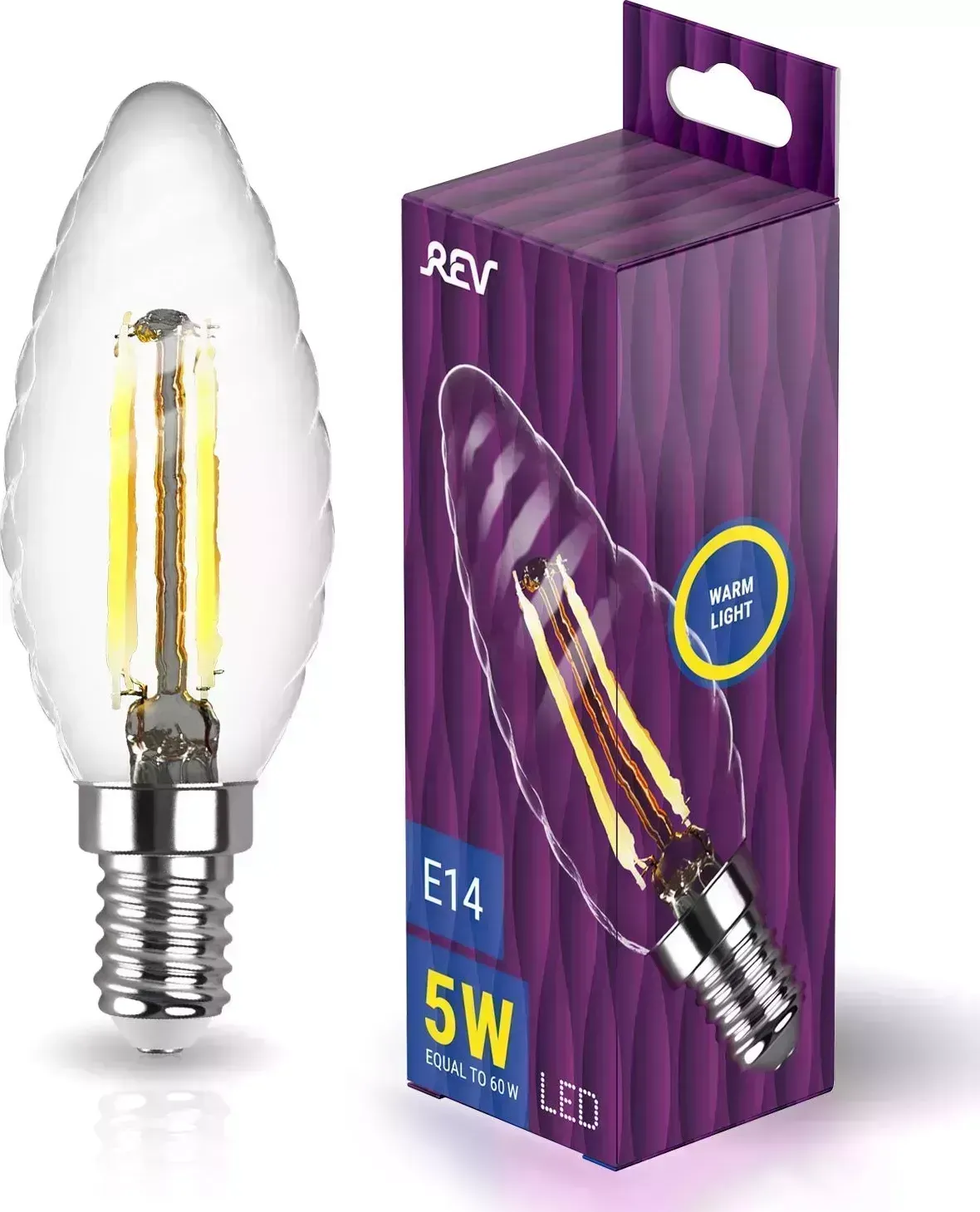 Лампа REV 32430 0 FILAMENT свеча витая TC37 E14 5W, 2700K, DECO Premium теплый свет