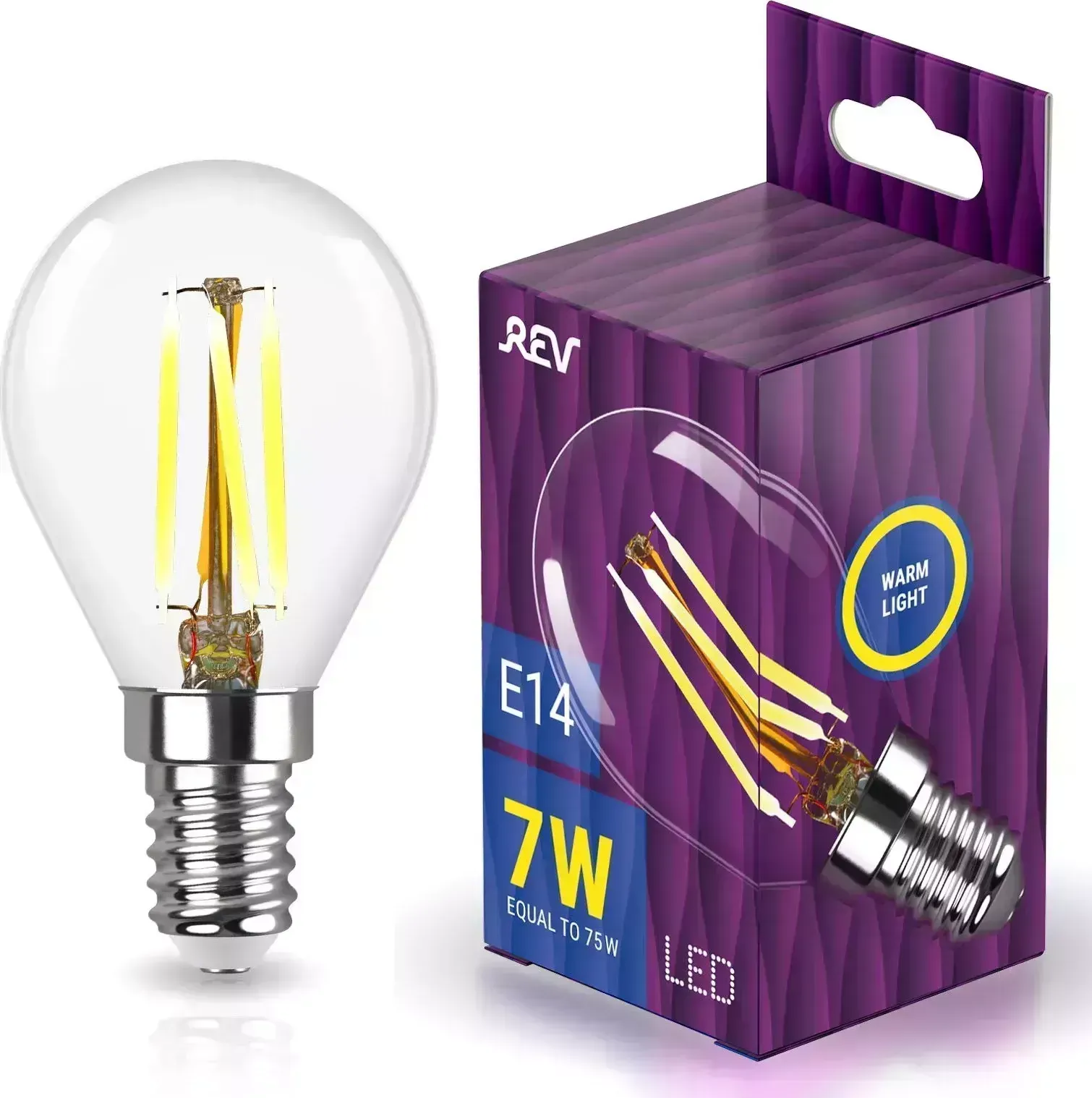 Лампа светодиодная REV 32482 9 FILAMENT шарик G45 E14 7W, 2700K, DECO Premium, теплый свет