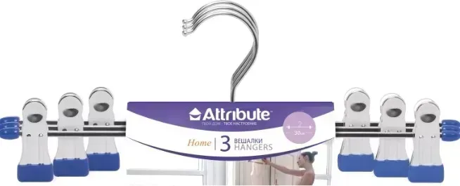 Вешалка ATTRIBUTE AHS763 наб. 3шт. для брюк/юбок NEO BLUE 30см