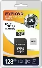Карта памяти EXPLOYD MicroSDXC 128GB Class10 + адаптер SD (45MB/s)
