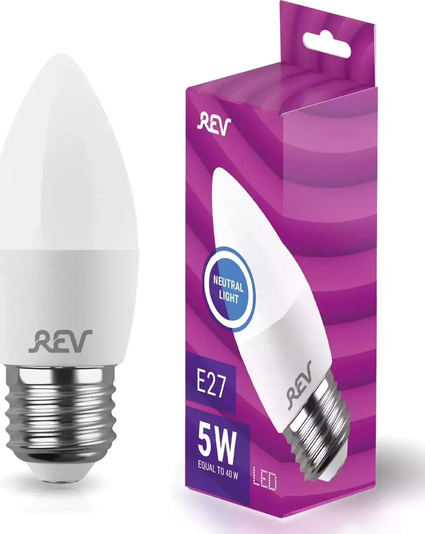 Лампа светодиодная REV 32274 0 C37 Е27 5W, 4000K, нейтральный свет